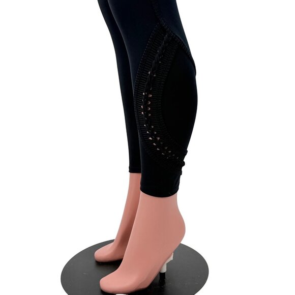 NWOT Free People Black Slit Weave High Waist Athletic Leggings | Athleisure M - Picture 6 of 16